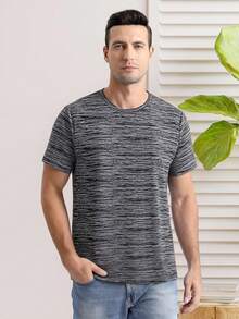 男士扎染圆领短袖休闲T恤，春夏款 - 淺灰色 - 查看 9