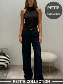 Camiseta sin mangas de unicolor para mujer, elegante y sexy de estilo minimalista, adecuada para uso diario, citas, oficina, viajes, festivales, vacaciones y diversas ocasiones, color negro de verano - Negro - Ver 4