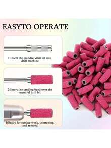 50 Pcs Nail Drill Bits Sanding Bands, 180 Fine Grit Nail File Bands For Acrylic Nails, Gel Manicures & Pedicures, Light Pink - Daily Essential & Holiday Gift For Women - 180 Dây mài màu hồng - Xem 5
