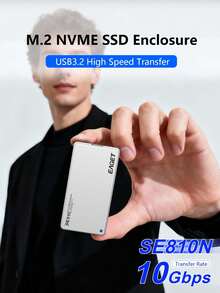 EAGET 超薄 6mm 便攜式 M.2 NVMe SSD 轉接盒，10Gbps 高速 USB 3.2 Gen 2 轉 PCIe 適配器，鋁合金散熱外殼，免驅動即插即用，兼容 2230/2242 SSD - 複色 - 查看 8