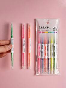 6支荧光荧光笔，双头荧光笔，6色荧光笔，学生彩色笔，荧光标记笔，斜头荧光笔，6支彩色荧光笔 - A - 查看 8