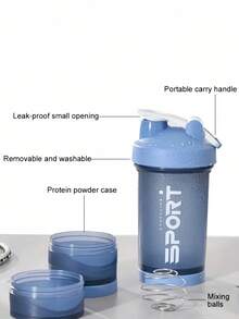 Portable 3-Tier Shaker Cup Compatible With Storage Clear Sports Water Bottle For Women Cute Fashion Water Bottle Perfect For Yoga Large Capacity Portable Cup Coffee Cup Mother's Day Water Bottle Teacher Appreciation Gifts Mothers Mugs Mother Gift Ideas Cups With Lids And Straw - Multicolor - View 8