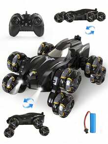 1pc 2026 New Remote Control Batmobile Stunt Car, 2.4Ghz Avengers RC Stunt Car With 8-Wheel Tricks, Multi-Function Controllable Tire Steering, Auto Demo Mode, LED Cool Car Lights Batmobile Toy - Multicolor - View 10