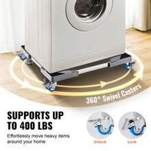 Mini Fridge Stand, 400 Lbs Load, 4 Strong Feet, 4 Locking Swivel Wheels, Washer And Dryer Pedestal, Multi-Functional Adjustable Base For Washing Machine, And Refrigerator, Universal Mobile Base - 17 - 25 Inch, 1 PC, 330 Lbs Capacity - View 3