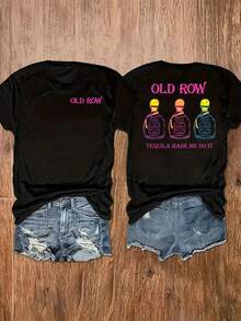 In My Mom Era Graphic Print Women's Black Short Sleeve T-Shirt Summer Casual Top - Schwarz 19 - Übersicht 1