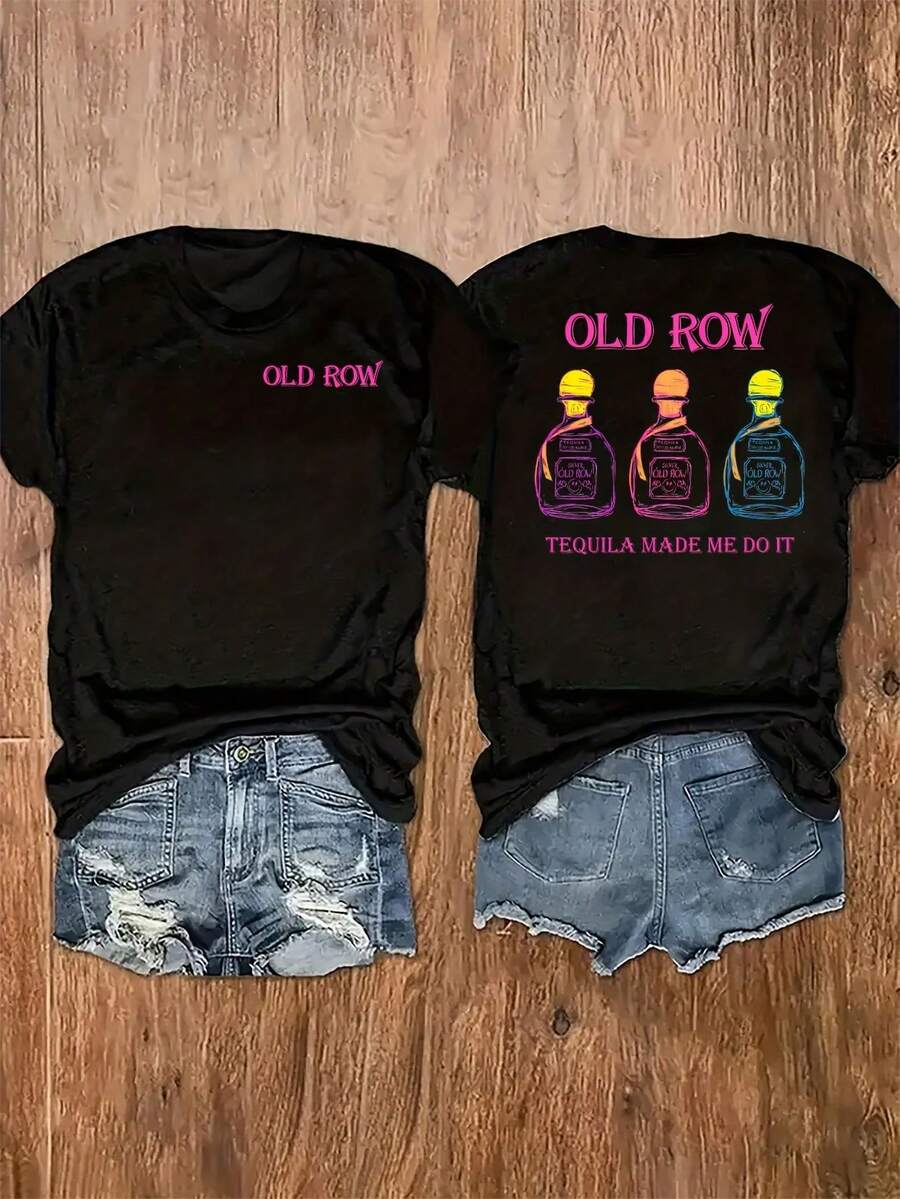 In My Mom Era Graphic Print Women's Black Short Sleeve T-Shirt Summer Casual Top - Schwarz 19 - Übersicht 1