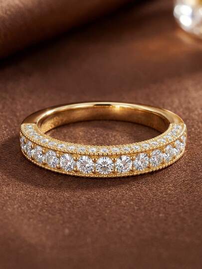 1pc Vintage French Diamond Arrangement 925 Sterling Silver Delicate Women's Ring, Suitable For Daily Wear, Dates, A Thoughtful Jewelry Gift For Ladies, Ideal For New Year, Valentine's Day