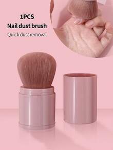 1pc Multi-Functional Retractable Brush, Nail Dust Brush, Mushroom Head Dust Brush, Dense Soft Bristles, Portable Makeup Cleaning Tool - Watermelon Pink - View 4