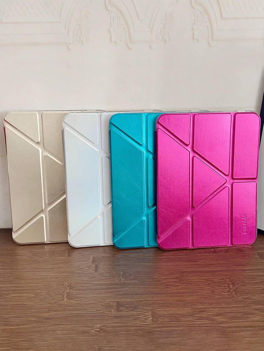 Minimalist Versatile Laser High-Transparency 3-Fold Flat Tablet Protective Case Suitable Compatible With Apple Mini 6/7, Tab S9/S10, Pad 7/7 Pro And Other Tablets - Silver - View 1