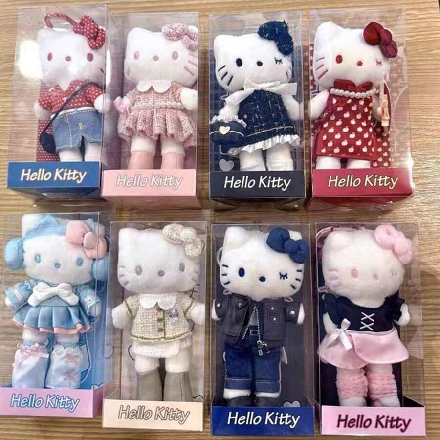 1个三丽鸥Hello Kitty可爱长腿小猫毛绒挂件，毛绒娃娃装饰品，节日礼物 - 彩色 - 查看 1