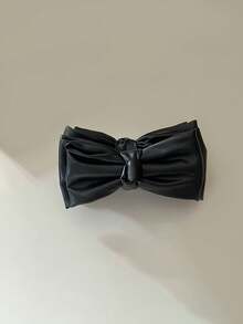 Leather Bow Brown High Ponytail Clip, Autumn/Winter New Korean Style Elegant Versatile Vertical Hair Accessory - Multicolor - View 5
