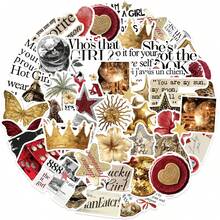 50pcs Red, Gold & Silver Lucky Stickers, Aesthetic Stickers, Y2K Stickers, Y2K Core Stickers, Y2K Gifts, Retro Stickers, 90s Stickers, Valentine's Stickers, Waterproof Vinyl Stickers For Envelopes, Water Bottles, Computers, Laptops, Phones, Luggage, Notebooks, Fridges, Etc. - G - View 11