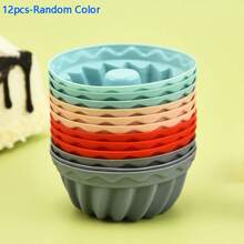 12件套（4种颜色）硅胶玛芬杯烘焙模具套装，适用于制作蛋糕、布丁、果冻、甜点、馅饼、饼干、布朗尼、面包等。便携易清洗，非常适合家庭使用、聚会和周年纪念。DIY烘焙工具、烘焙设备、蛋糕模具、厨房用品、烤箱配件、家居装饰、母亲节礼物 - 彩色 - 查看 8