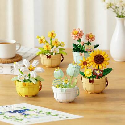 Preserved Flowers In A Flower Basket (Daisies, Roses, Tulips, Carnations, Sunflowers, Lilies, Chrysanthemums, Hibiscus, Hyacinths, Etc.), DIY Birthday Gifts, Particle Building Blocks, Puzzle And Collage Accessories, Beautifully Matched Colors, Exquisite Shapes, 100-300 Pieces.