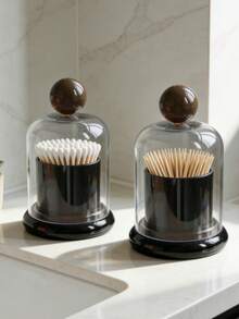 2pcs Cotton Swab & Toothpick Storage Box, Transparent Acrylic Dust-Proof Organizer, Nordic Minimalist Style Decorative Storage Container, Suitable For Bathroom And Vanity, Fashionable Women's Daily Makeup Storage, Perfect Decorative Piece - Multicolor - View 5