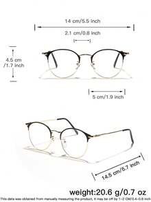2PCS Men's Metal Frame Simple Temperament Personalized Popular Retro Fashion Plain Glasses, Daily Commuting Office Reading Matching, With Glasses Box - Multicolor - View 5