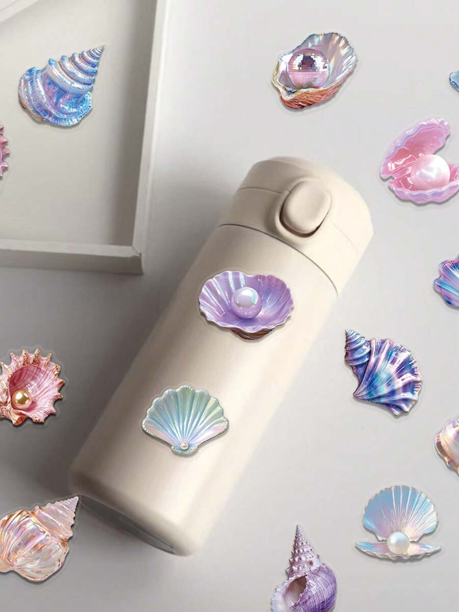 50 miếng dán hình vỏ sò, vật liệu làm sổ lưu niệm, thích hợp để trang trí ốp điện thoại, sổ kế hoạch, sổ tay, vali, ván trượt, đàn guitar, nhật ký, bình nước, đồ dùng làm sổ lưu niệm, văn phòng phẩm, nhãn dán ngộ nghĩnh cho Kindle. - vỏ bọc - Xem 1