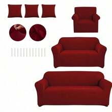 AMOROSA Sofa Slipcovers - Burgundy - View 2