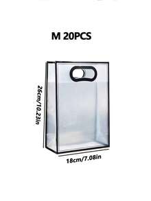 20个/10个/1个装可重复使用的透明塑料礼品袋/包装袋，大容量，适用于万圣节、感恩节、圣诞节、新年、婚礼、生日等各种场合，带模切手柄，适合婚礼、新娘、生日派对、商务活动，也可作为母亲节礼物包装。 - 彩色 - 查看 16