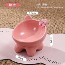 带蝴蝶结的陶瓷猫粮碗，可爱小猫碗，防呕吐，缓解胡须疲劳 - 180毫升 - 查看 15