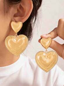 1 par de pendientes elegantes con corazón de encaje y borlas, de moda para adolescentes - Amar - Ver 6
