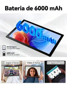 Qetupa Tablet PC Android 15 inci 10,1 inci, RAM 3GB + ROM 64GB, Prosesor MTK 8767 Octa-Core 2.0GHz, Layar Sentuh IPS HD (1280x800), Bluetooth 5.2 & WiFi 5 802.11ac, GPS, Kamera Depan 5MP & Kamera Belakang 13MP, Baterai Besar 6000mAh, Tidak Mendukung Kartu SIM - Hitam - View 3