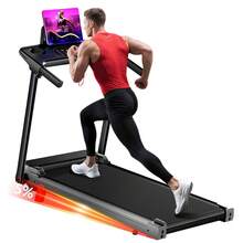 Cinta de correr portátil con inclinación, plataforma para caminar de 3.0 HP con manillar, cinta de correr plegable 3 en 1 para oficina en casa en espacios pequeños, silenciosa, sin escobillas, capacidad de 300 lb - Plata Negro - Ver 9