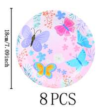 Floral & Butterfly Pattern Disposable Tableware Set, 7/9 Inch Party Plates, Disposable Paper Plates And Cups, Suitable For Holidays, Weddings, Engagements, Birthdays, Parties, Celebrations - Multicolor - View 12