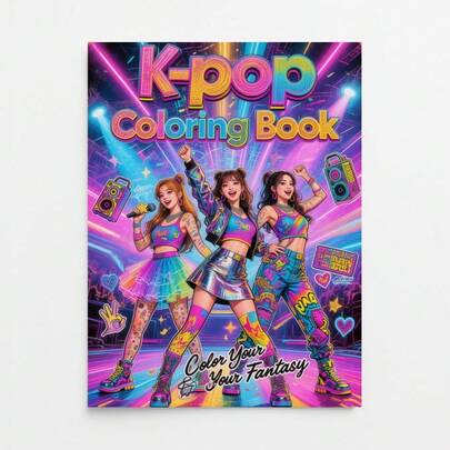 K-POP Coloring Book, Street Style Idol Sketches, K-Pop Star Coloring Pages, Art Coloring Materials, 11.22 X 8.27 Inches, 24 Sheets, Cute Music-Themed For K-Pop Fans