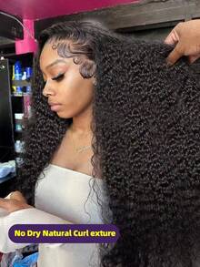 CEXXY 13x6 Deep Wave Lace Front Wig Made Of Human Hair, Pre-Plucked, Bleached Knots, 200% Density, Deep Curls, Natural Hair Color, Pre-Plucked, Pre-Cut, HD Lace Front Wig, Human Hair Wig For Women, Brazilian Human Hair, Deep Wave, Pre-Plucked Human Hair Wig, Lace Front Wig - Natural Black - 查看 9