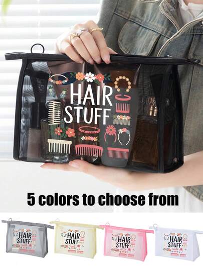 网眼化妆包，发饰图案，多功能化妆包，可收纳发夹、发带等，红色气垫便携收纳包，化妆包，护肤包，旅行必备，宿舍用品，浴室收纳，珠宝收纳，唇油和化妆品收纳包，书包，节日必备化妆包，化妆品收纳，婚礼新娘礼物，母亲节礼物，生日礼物，送给朋友和老师的礼物