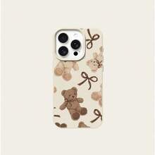 1pc TPU Vintage Soft Teddy Bear Full-Screen Pattern Phone Case Compatible With IPhone 17 Pro Max/17/16 Pro Max/15/13/12/11, S20 FE/A15/S24/A55, Redmi Note 11/12/13 Pro, Shock-Proof Soft Protective Cover - White - View 5