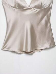 DEEKA Women's Satin Camisole Top, Sexy And Fashionable European And American Style, Spring/Summer - Beige 1 - View 9