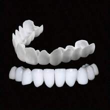 2pcs/Set Soft White Comfortable Tooth Veneers, Smile Dental Covers, Includes Upper And Lower Rows, Unisex Easy To Wear Tooth Concealing Solution, Boost Confidence, Temporary Cosmetic Tooth Covers, Universal Tooth Defect Repair Veneers - White - View 10