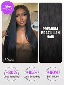 MEGALOOK Fashion Straight Long Hair Natural Looking Human Lace Wig - SNatural - View 5