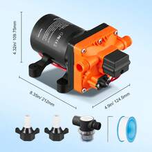 Water Diaphragm Pump, 12VDC, 3.5 GPM Flow, 55 PSI Rated Pressure (40-80 PSI Adjustable), 1/2" MNPT Self Priming Sprayer Pump With Pressure Switch For RV Camper Marine Boat Lawn, FCC Certified - Black - View 7