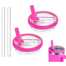 2 Pack 30 Oz Tumbler Flip Straw Lid Replacement Compatible For  , Leak Proof Lid Replacement For 30 OZ  H2.0  Tumbler,Spill Proof Splash Reusable (Rose Red) - Hồng đỏ - Xem 2