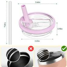 2 Pack 30 Oz Tumbler Flip Straw Lid Replacement Compatible For  , Leak Proof Lid Replacement For 30 OZ  H2.0  Tumbler,Spill Proof Splash Reusable (Light Purple) - 淺紫色 - 查看 3