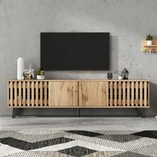 180 X 40 X 55 Cm TV-Schrank, Lowboards In Original Wood Colors, 8 Separate Ablagefächer, TV-Ständer, TV-Konsolen-Entertainment-Center Passend Für 70-Zoll-Fernseher, Geeignet Für Wohnzimmer - Khaki - View 3
