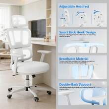 Ergonomic Gaming Chair With Liftable Lumbar Support And 3D Adjustable Armrests, Reclining Game Chair With Headrest And Swivel, Comfortable Office Desk Chair For Adults - 白色 - 查看 2