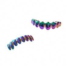 1 Set de Grillz de metal fundido de cobre con degradado de colores, accesorios de fiesta versátiles para hombres y mujeres - Multicolor - Ver 8