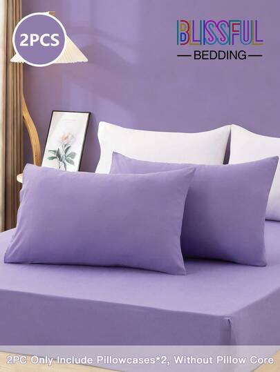 2pcs/Set Solid Color Ultra Soft Microfiber Pillowcase, Standard Size - Hypoallergenic Pillowcase, Pocket Pillow, Wrinkle/Fade/Stain Resistant, Suitable For Bedroom/Living Room/Dorm (Boys/Girls Dorm Bedding)