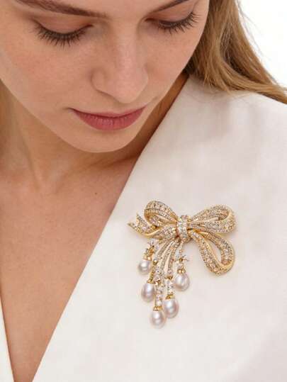 1 pezzo Accessorio per colletto con fiocco, nappine e bottone antiscivolo, adatto per cappotti, abiti e abiti da sposa - elegante e alla moda per tutte le stagioni, un regalo perfetto per la Festa della Mamma