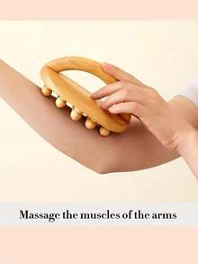 1pc Natural Wooden Hand-Held Massage Brush, For Muscle Relaxation, Sauna SPA Head Massage Gua Sha - Multicolor - View 6