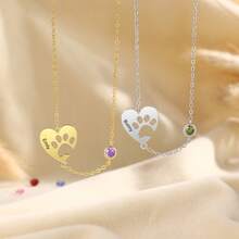 1 chiếc vòng cổ khắc tên hình dấu chân chó cá nhân hóa, mặt dây chuyền hình dấu chân chó yêu thương cá nhân hóa, vòng cổ khắc tên theo yêu cầu dành cho nữ, trang sức thú cưng dễ thương và đơn giản với đá sinh nhật, vòng cổ mặt dây chuyền hình động vật thời trang, trang sức thời trang hàng ngày, quà tặng cho người yêu thú cưng, quà tặng kỷ niệm, sinh nhật, ngày Valentine, quà tốt nghiệp. - Nhiều màu - Xem 3