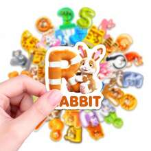 50PCS Cute Animal English Letters Stickers Aesthetic Vinyl Stickers Decals Scrapbook, Journaling, Laptop, Bumper, Skateboard, Water Bottles, Computer, Phone Back To School - Multicolor - View 1