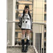 1-Piece American Retro Y2K Girly Long Sleeve T-Shirt With A Loose, Fluffy Design And Star Illustration, Outerwear Base, Autumn Top - 白色-3 - 查看 3