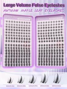 640片D型卷翘假睫毛套装，大容量组合装，DIY睫毛工具套装，包含30D+40D+50D+W型+枫叶型+恶魔型，个人D型卷翘假睫毛套装，含睫毛胶、镊子和定型液，9-16毫米混合长度睫毛 - 黑色 - 查看 16