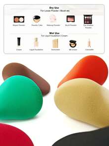 2026新款6色不规则双头美妆蛋，6/12/18/24个套装，不吸水美妆蛋，适用于BB霜、粉底、遮瑕膏，专业化妆师及新手适用，日常通勤补妆工具 - 彩色 - 查看 4