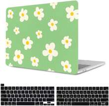 KSK KAISHEK Case For MacBook Pro 13 Inch With Touch Bar 2016 2017 2018 2019 2021, A2338 M1 A2289 A2251 A2159 A1989 A1708 A1706, Plastic Crocodile Pattern Case &Amp; Keyboard Cover, Green &Amp; Flower - ColorA - 查看 1